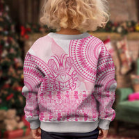 Pink Niue Language Week Kid Ugly Christmas Sweater The Rock Coconut Crab - Siapo Pattern LT14 - Polynesian Pride