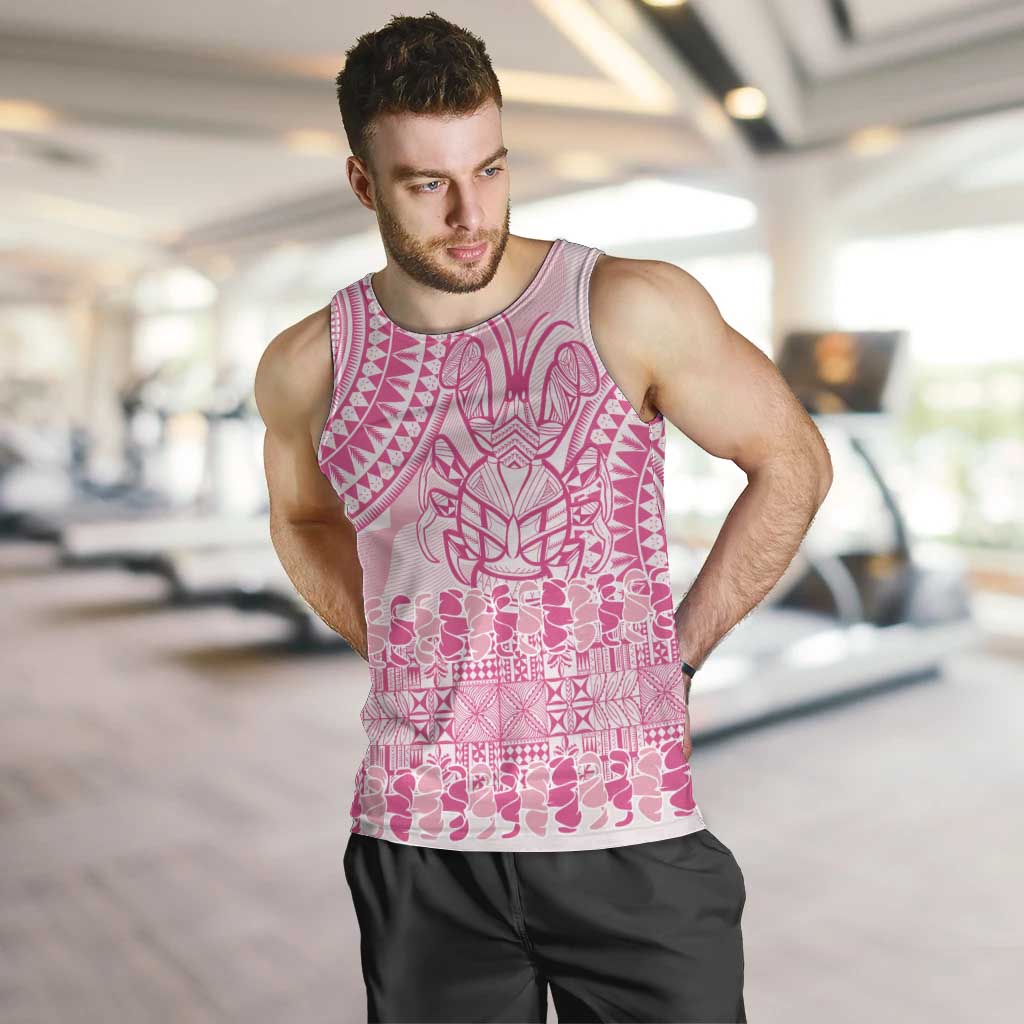 Pink Niue Language Week Men Tank Top The Rock Coconut Crab - Siapo Pattern LT14 Pink - Polynesian Pride
