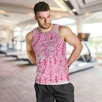 Pink Niue Language Week Men Tank Top The Rock Coconut Crab - Siapo Pattern LT14 Pink - Polynesian Pride