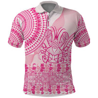 Pink Niue Language Week Polo Shirt The Rock Coconut Crab - Siapo Pattern LT14 Pink - Polynesian Pride