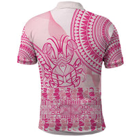 Pink Niue Language Week Polo Shirt The Rock Coconut Crab - Siapo Pattern LT14 - Polynesian Pride