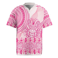 Pink Niue Language Week Rugby Jersey The Rock Coconut Crab - Siapo Pattern