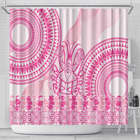 Pink Niue Language Week Shower Curtain The Rock Coconut Crab - Siapo Pattern LT14 - Polynesian Pride