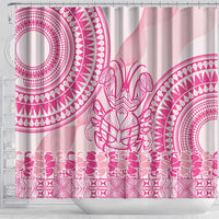Pink Niue Language Week Shower Curtain The Rock Coconut Crab - Siapo Pattern LT14 - Polynesian Pride