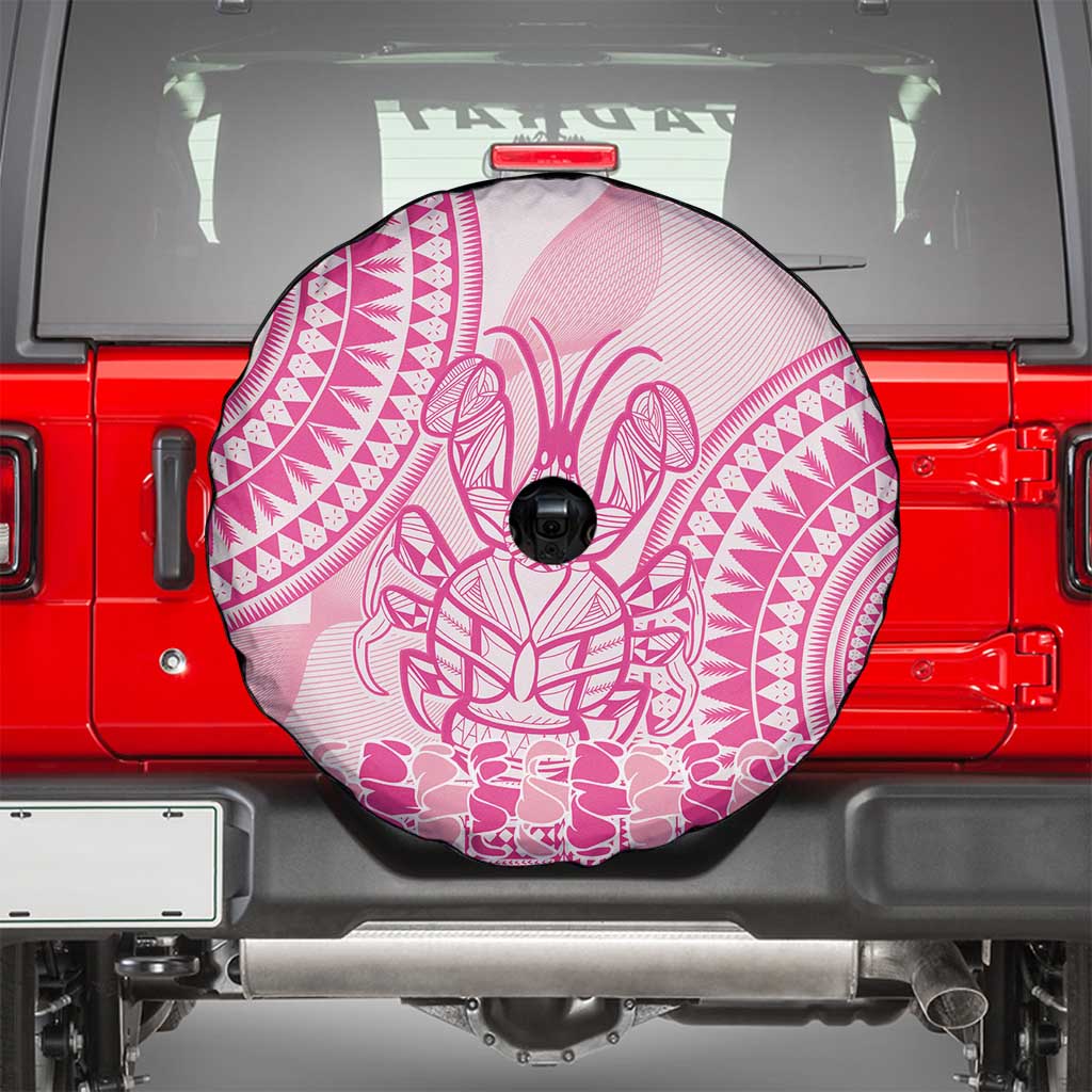 Pink Niue Language Week Spare Tire Cover The Rock Coconut Crab - Siapo Pattern