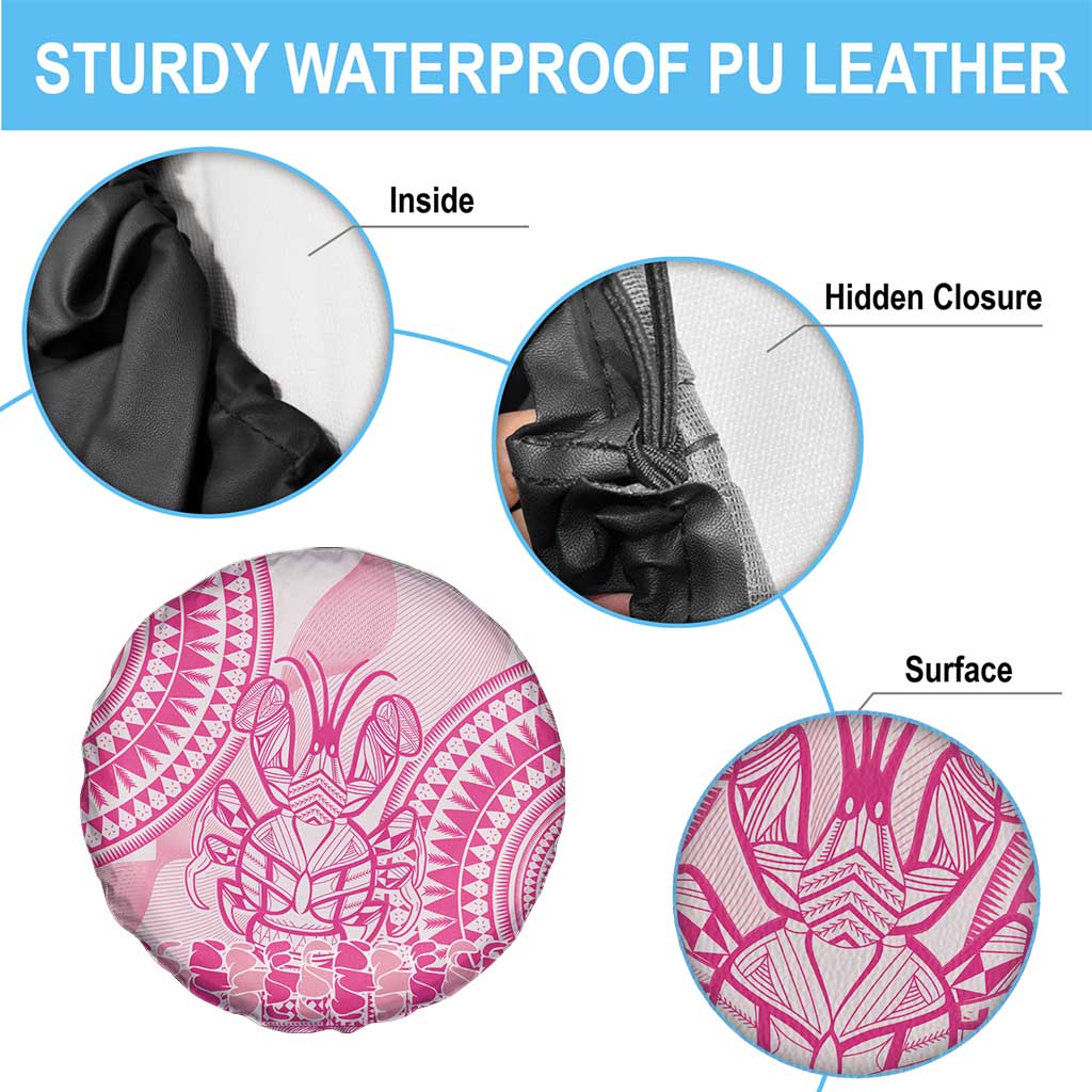 Pink Niue Language Week Spare Tire Cover The Rock Coconut Crab - Siapo Pattern