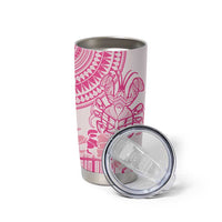 Pink Niue Language Week Tumbler Cup The Rock Coconut Crab - Siapo Pattern