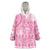 Pink Niue Language Week Wearable Blanket Hoodie The Rock Coconut Crab - Siapo Pattern