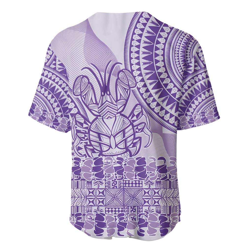 Purple Niue Language Week Baseball Jersey The Rock Coconut Crab - Siapo Pattern LT14 - Polynesian Pride