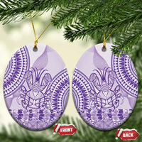 Purple Niue Language Week Ceramic Ornament The Rock Coconut Crab - Siapo Pattern LT14 Oval Purple - Polynesian Pride