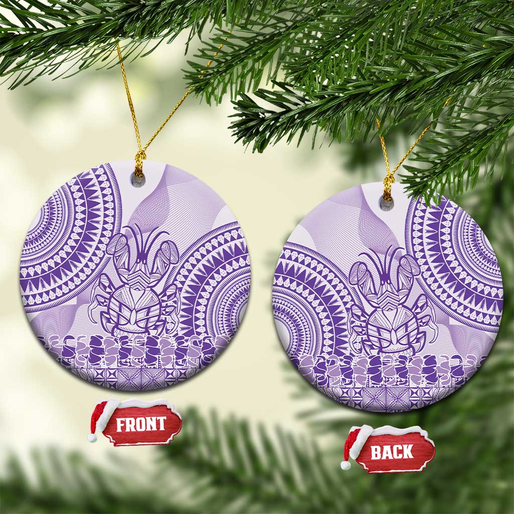 Purple Niue Language Week Ceramic Ornament The Rock Coconut Crab - Siapo Pattern LT14 Circle Purple - Polynesian Pride