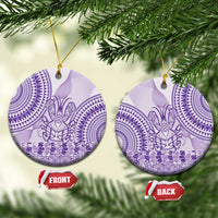 Purple Niue Language Week Ceramic Ornament The Rock Coconut Crab - Siapo Pattern LT14 Circle Purple - Polynesian Pride