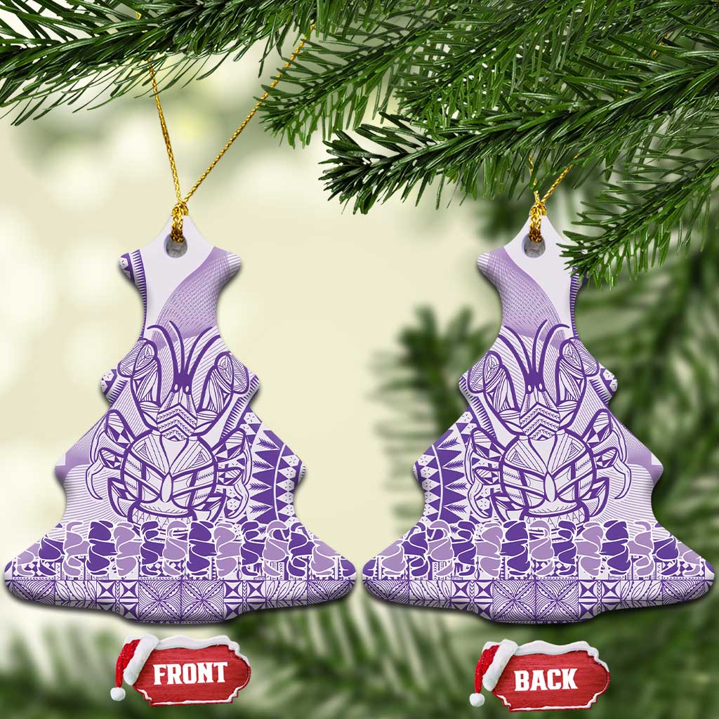 Purple Niue Language Week Ceramic Ornament The Rock Coconut Crab - Siapo Pattern LT14 Christmas Tree Purple - Polynesian Pride