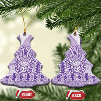 Purple Niue Language Week Ceramic Ornament The Rock Coconut Crab - Siapo Pattern LT14 Christmas Tree Purple - Polynesian Pride