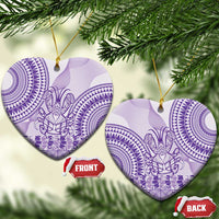 Purple Niue Language Week Ceramic Ornament The Rock Coconut Crab - Siapo Pattern LT14 Heart Purple - Polynesian Pride