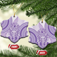 Purple Niue Language Week Ceramic Ornament The Rock Coconut Crab - Siapo Pattern LT14 Snow Flake Purple - Polynesian Pride