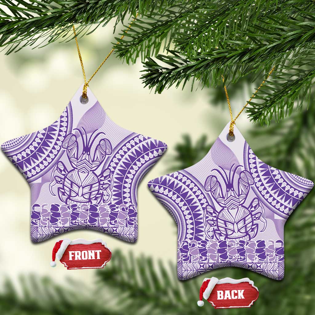 Purple Niue Language Week Ceramic Ornament The Rock Coconut Crab - Siapo Pattern LT14 Star Purple - Polynesian Pride