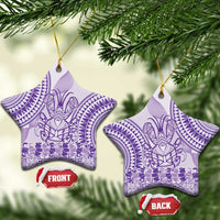 Purple Niue Language Week Ceramic Ornament The Rock Coconut Crab - Siapo Pattern LT14 Star Purple - Polynesian Pride
