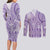 Purple Niue Language Week Couples Matching Long Sleeve Bodycon Dress and Long Sleeve Button Shirt The Rock Coconut Crab - Siapo Pattern