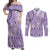 Purple Niue Language Week Couples Matching Off Shoulder Maxi Dress and Long Sleeve Button Shirt The Rock Coconut Crab - Siapo Pattern