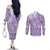 Purple Niue Language Week Couples Matching Off The Shoulder Long Sleeve Dress and Long Sleeve Button Shirt The Rock Coconut Crab - Siapo Pattern