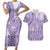 Purple Niue Language Week Couples Matching Short Sleeve Bodycon Dress and Hawaiian Shirt The Rock Coconut Crab - Siapo Pattern