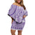 Purple Niue Language Week Family Matching Off Shoulder Short Dress and Hawaiian Shirt The Rock Coconut Crab - Siapo Pattern