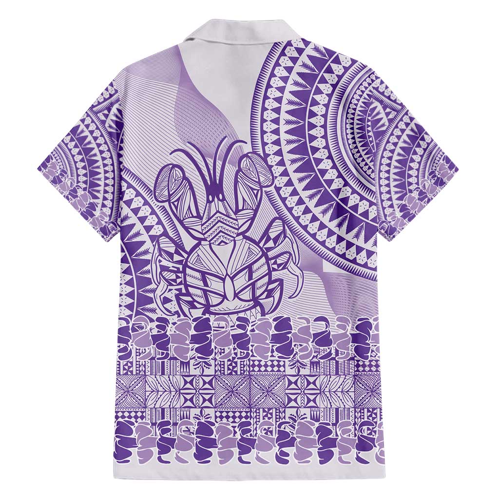 Purple Niue Language Week Family Matching Tank Maxi Dress and Hawaiian Shirt The Rock Coconut Crab - Siapo Pattern LT14 - Polynesian Pride