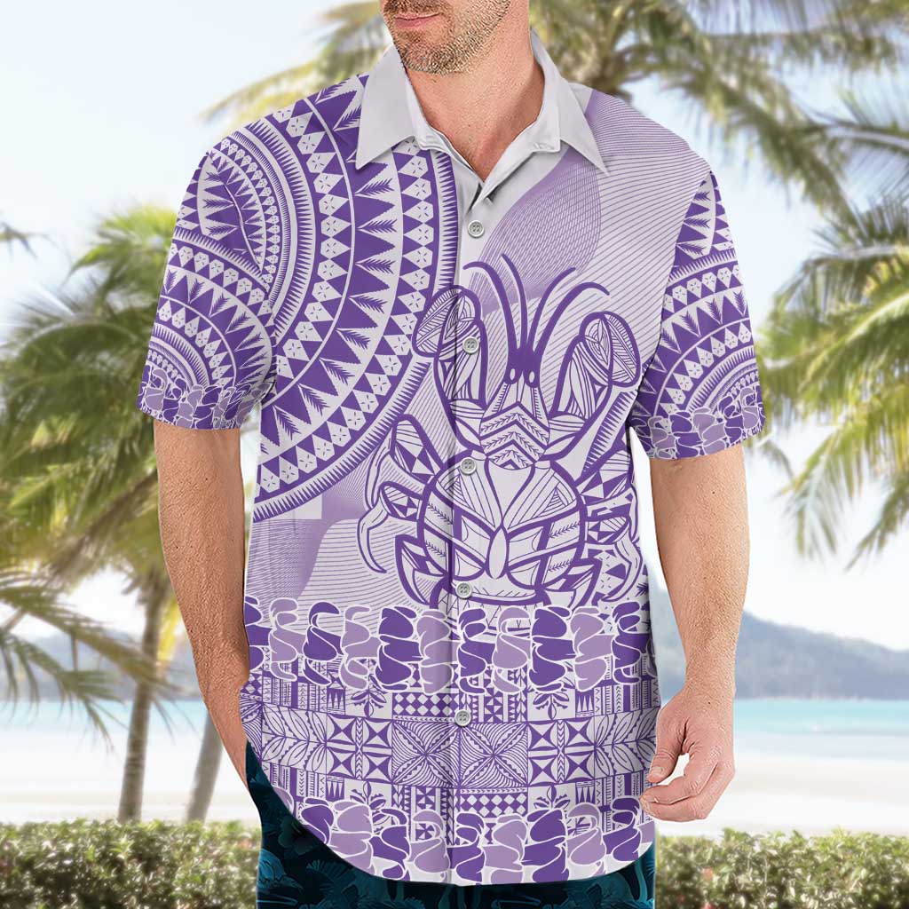 Purple Niue Language Week Hawaiian Shirt The Rock Coconut Crab - Siapo Pattern