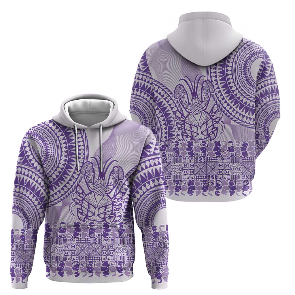 Purple Niue Language Week Hoodie The Rock Coconut Crab - Siapo Pattern LT14 - Polynesian Pride