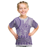 Purple Niue Language Week Kid T Shirt The Rock Coconut Crab - Siapo Pattern LT14 Purple - Polynesian Pride