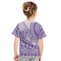 Purple Niue Language Week Kid T Shirt The Rock Coconut Crab - Siapo Pattern LT14 - Polynesian Pride