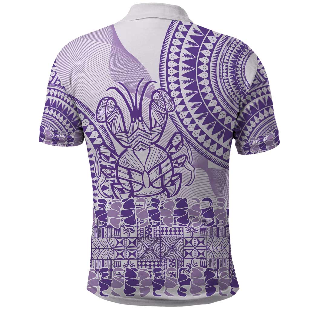 Purple Niue Language Week Polo Shirt The Rock Coconut Crab - Siapo Pattern LT14 - Polynesian Pride