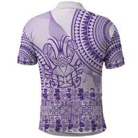 Purple Niue Language Week Polo Shirt The Rock Coconut Crab - Siapo Pattern LT14 - Polynesian Pride