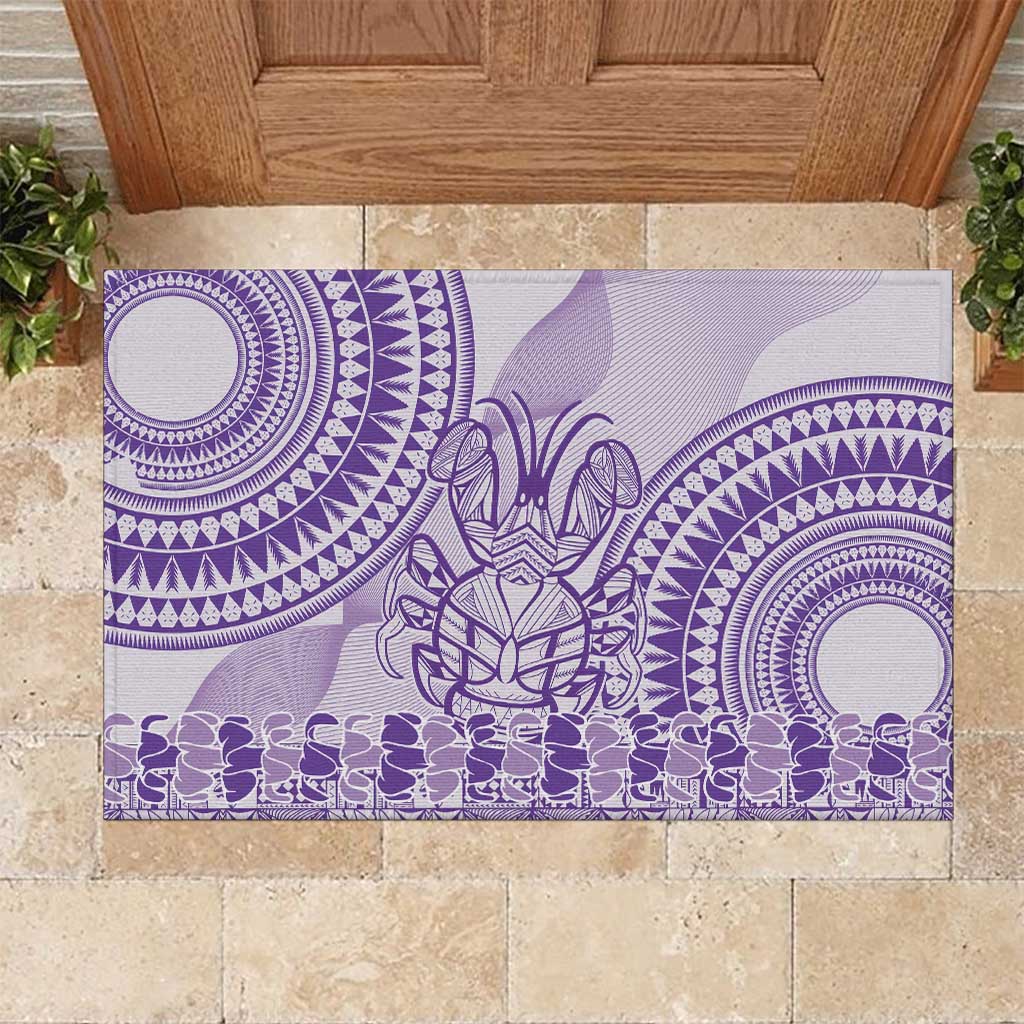 Purple Niue Language Week Rubber Doormat The Rock Coconut Crab - Siapo Pattern LT14 Purple - Polynesian Pride