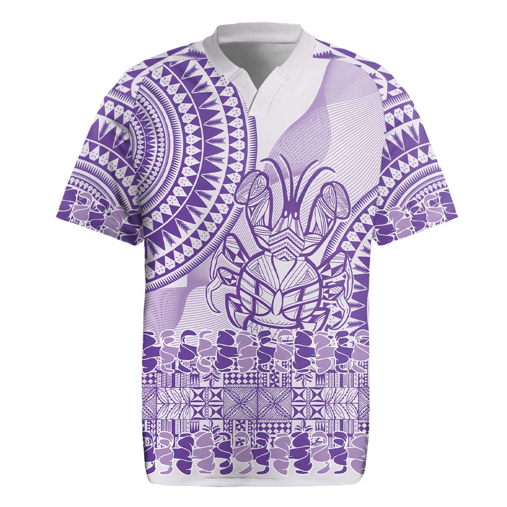 Purple Niue Language Week Rugby Jersey The Rock Coconut Crab - Siapo Pattern