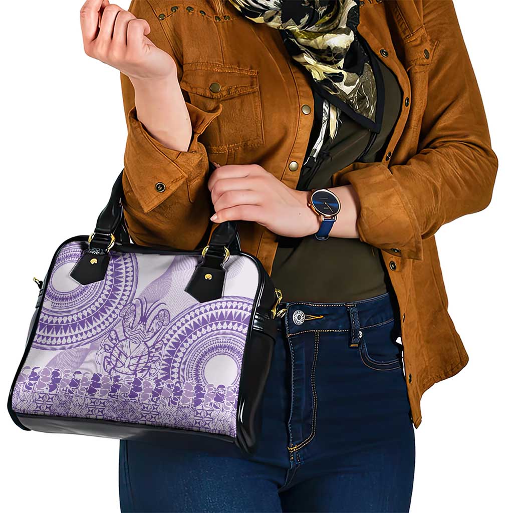 Purple Niue Language Week Shoulder Handbag The Rock Coconut Crab - Siapo Pattern
