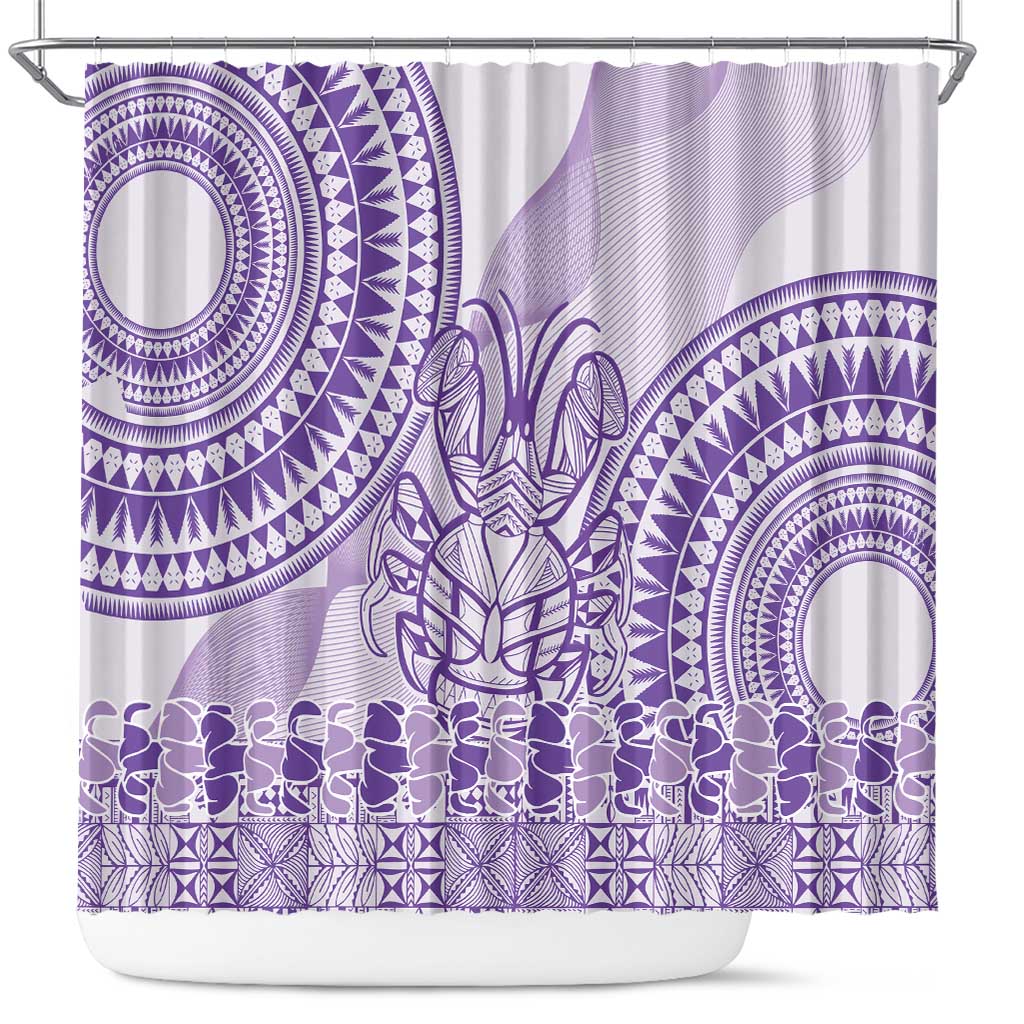 Purple Niue Language Week Shower Curtain The Rock Coconut Crab - Siapo Pattern