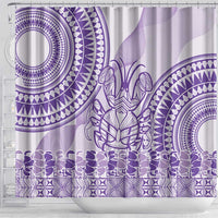Purple Niue Language Week Shower Curtain The Rock Coconut Crab - Siapo Pattern LT14 - Polynesian Pride