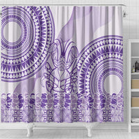 Purple Niue Language Week Shower Curtain The Rock Coconut Crab - Siapo Pattern LT14 - Polynesian Pride
