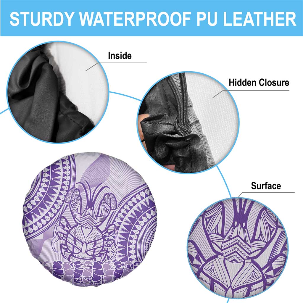 Purple Niue Language Week Spare Tire Cover The Rock Coconut Crab - Siapo Pattern
