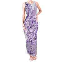 Purple Niue Language Week Tank Maxi Dress The Rock Coconut Crab - Siapo Pattern LT14 Women Purple - Polynesian Pride