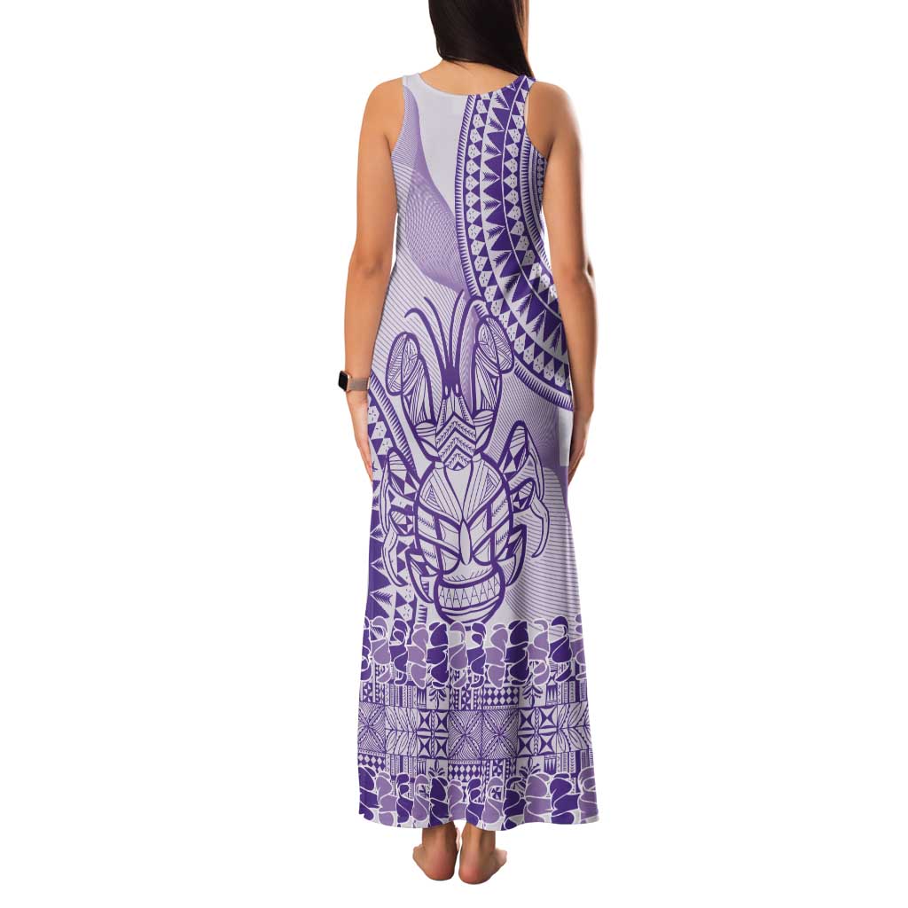 Purple Niue Language Week Tank Maxi Dress The Rock Coconut Crab - Siapo Pattern LT14 - Polynesian Pride