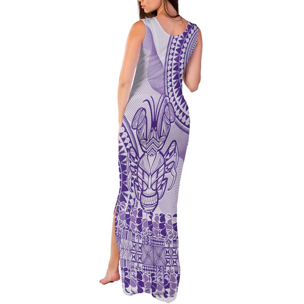 Purple Niue Language Week Tank Maxi Dress The Rock Coconut Crab - Siapo Pattern LT14 - Polynesian Pride