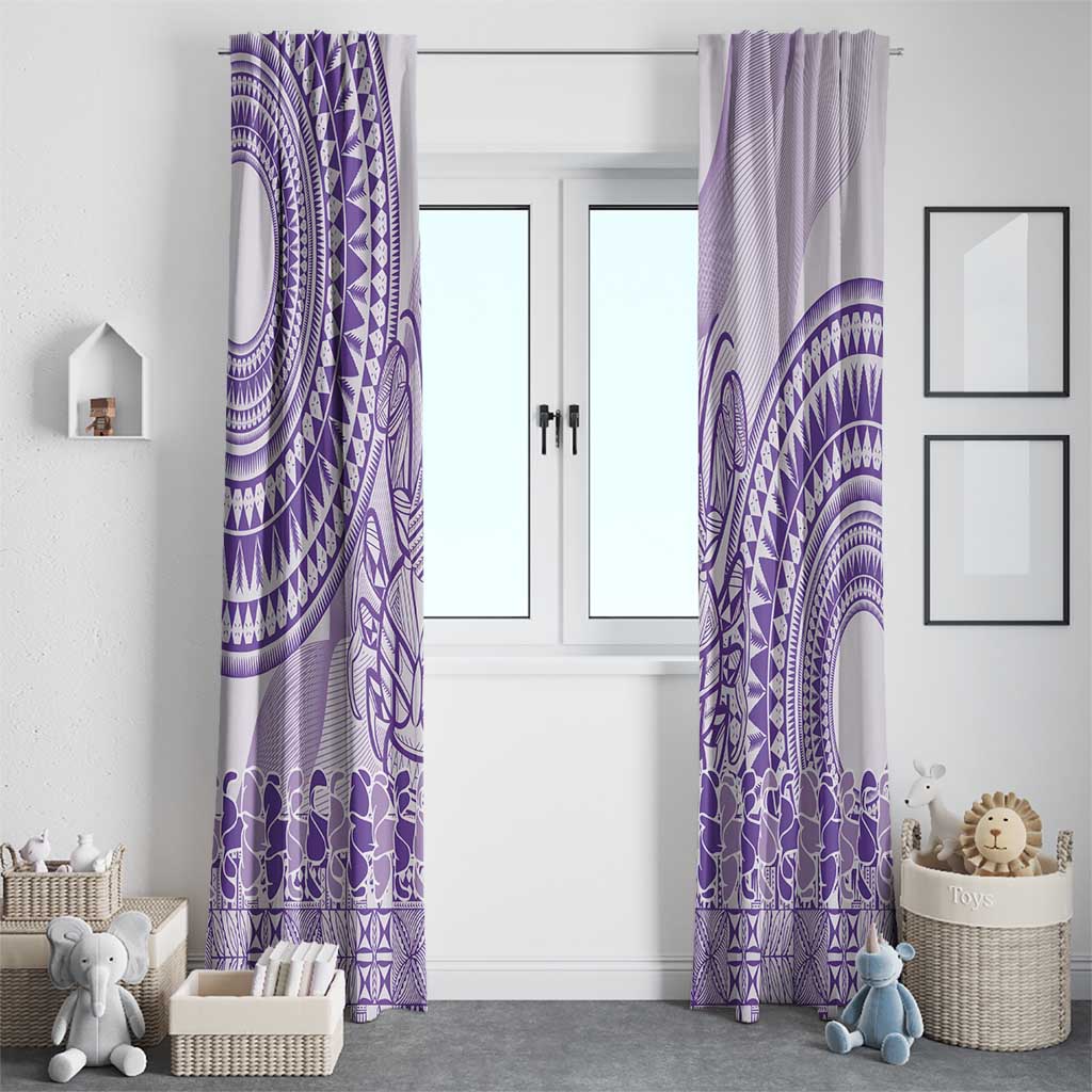 Purple Niue Language Week Window Curtain The Rock Coconut Crab - Siapo Pattern