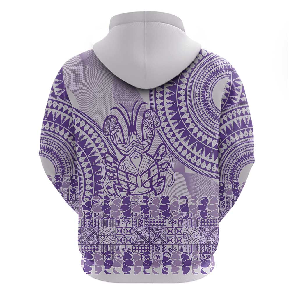 Purple Niue Language Week Zip Hoodie The Rock Coconut Crab - Siapo Pattern LT14 - Polynesian Pride