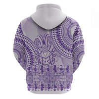 Purple Niue Language Week Zip Hoodie The Rock Coconut Crab - Siapo Pattern LT14 - Polynesian Pride
