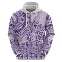Purple Niue Language Week Zip Hoodie The Rock Coconut Crab - Siapo Pattern LT14 - Polynesian Pride