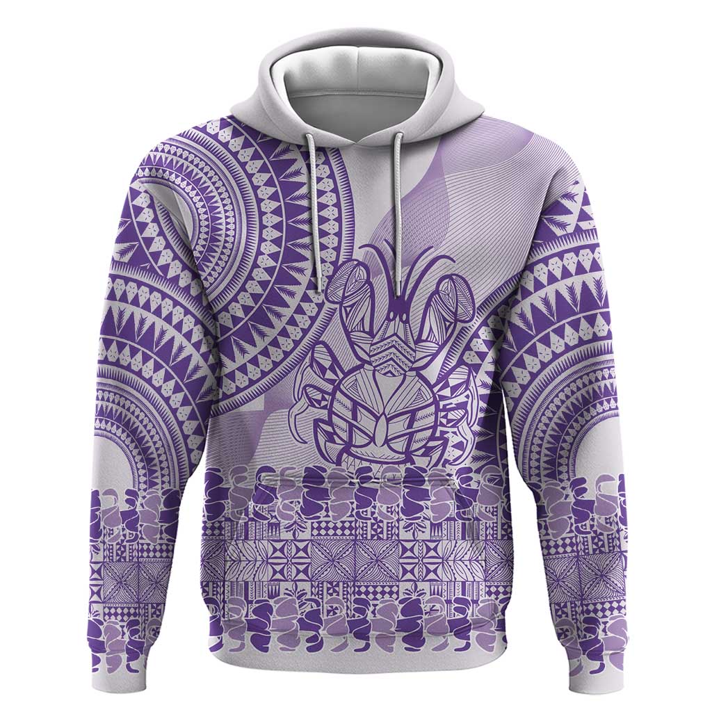 Purple Niue Language Week Zip Hoodie The Rock Coconut Crab - Siapo Pattern LT14 Pullover Hoodie Purple - Polynesian Pride