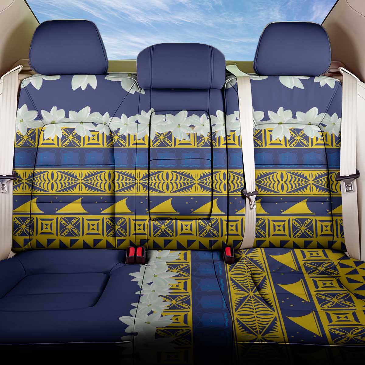 Tokelau Language Week Back Car Seat Cover Tokelauan Tuluma With Gardenia Thunbergia